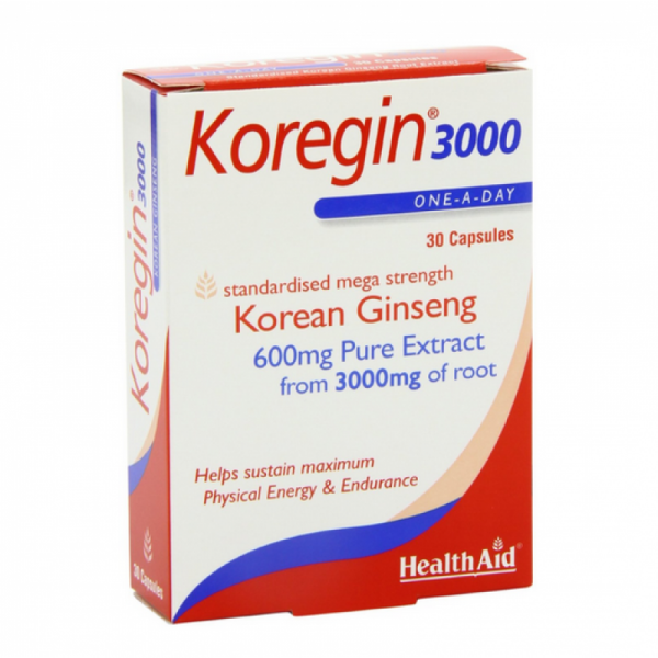 Health Aid Koregin 3000 (Korean Ginseng 3000mg) Blister – 30 Capsules